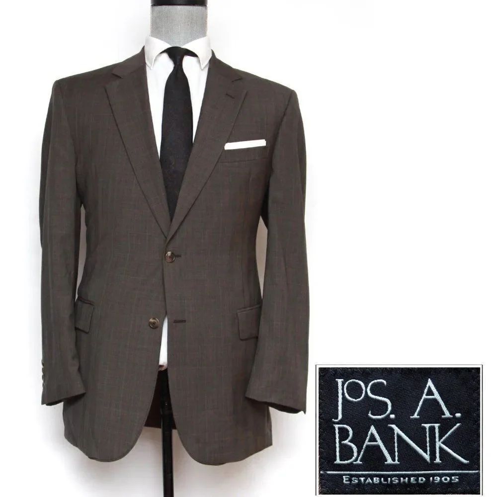 42L Jos A Bank Men's Wool Blazer Sport Coat Wool‎ Brown D030136